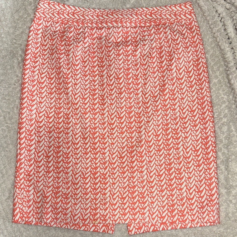 Cynthia Rowley Salmon‎ and White Patterned Pencil Skirt Size 6